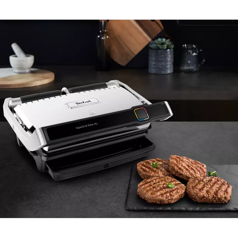 Kontaktinė grilio keptuvė Tefal OptiGrill Elite XL GC760D – nerūdijantis plienas, 800 cm² paviršius, 2200 W