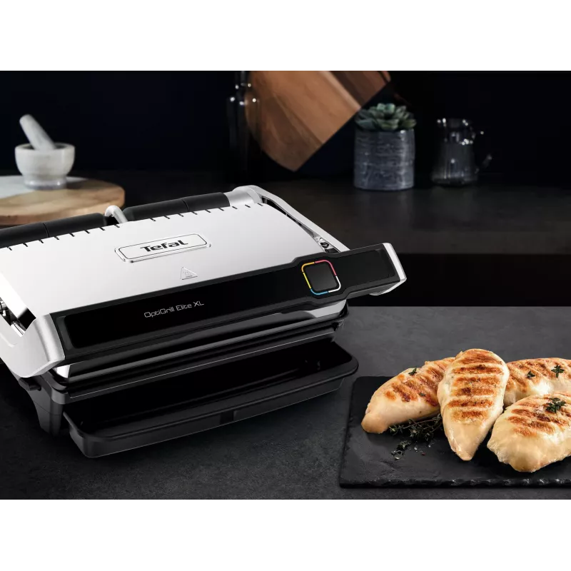 Kontaktinė grilio keptuvė Tefal OptiGrill Elite XL GC760D – nerūdijantis plienas, 800 cm² paviršius, 2200 W
