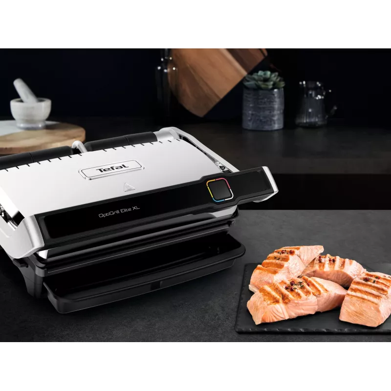 Kontaktinė grilio keptuvė Tefal OptiGrill Elite XL GC760D – nerūdijantis plienas, 800 cm² paviršius, 2200 W