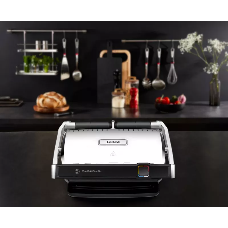 Kontaktinė grilio keptuvė Tefal OptiGrill Elite XL GC760D – nerūdijantis plienas, 800 cm² paviršius, 2200 W
