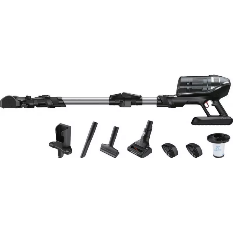 Rowenta X-Force RH9958 2-in-1 lazdelinis dulkių siurblys, 32,4 V, akumuliatorinis, cikloninis, be maišelio, HEPA, 0,9 l, juodas/pilkas