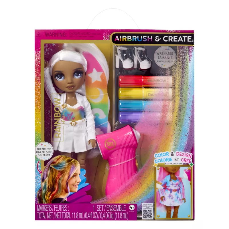 Rainbow High Air Brush & Create mados lėlė pilkomis akimis