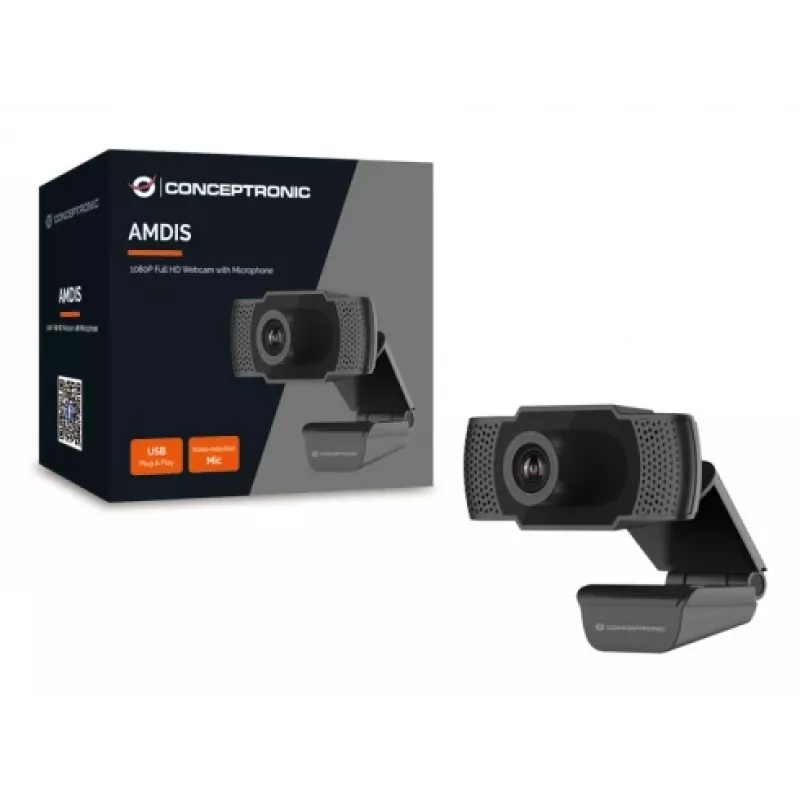 Conceptronic AMDIS 1080P Full HD internetinė kamera su mikrofonu, 2 MP, 1920 x 1080 pikselių, Full HD, 30 kadrų per sekundę