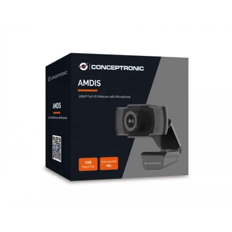 Conceptronic AMDIS 1080P Full HD internetinė kamera su mikrofonu, 2 MP, 1920 x 1080 pikselių, Full HD, 30 kadrų per sekundę