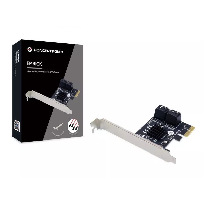Conceptronic EMRICK 4 prievadų SATA PCIe adapteris su SATA kabeliais