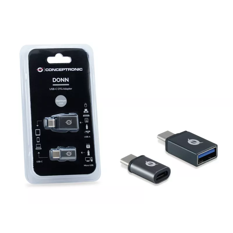 Conceptronic DONN04G USB-C į USB A / MicroB OTG adapterių 2 rinkinys, 10 Gbps (C-A), 480 Mbps (C-MicroUSB)