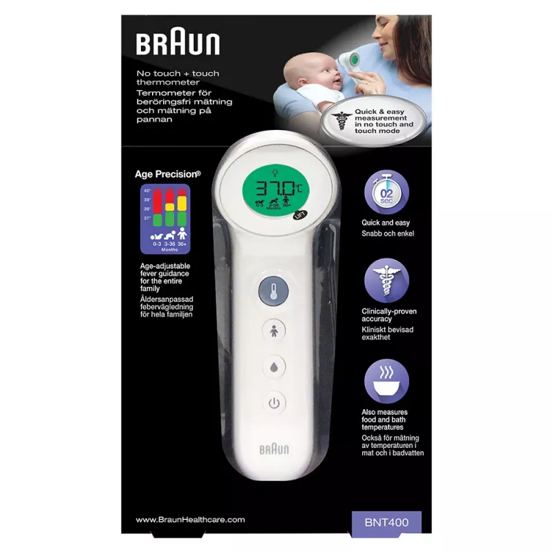 Braun BNT400 bekontaktis + kontaktinis kaktos termometras su Age Precision®