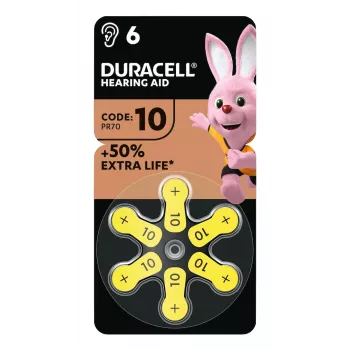 Cinko-oro mygtukinė baterija Duracell 1,45 V modelis 397888 (10 tipas)