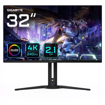 GIGABYTE AORUS FO32U2P 32 inch OLED žaidimų monitorius - 3840 x 2160 (UHD), 240 Hz, 0,03 ms, 250 cd/m², KVM, FreeSync Premium Pro, DisplayHDR True Black 400, DisplayPort 2.1