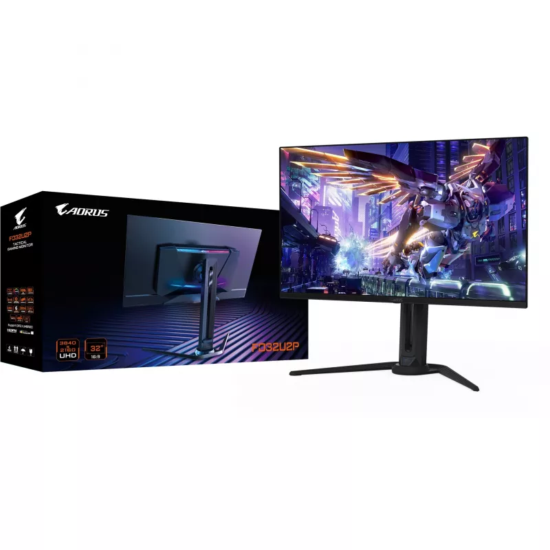 GIGABYTE AORUS FO32U2P 32 inch OLED žaidimų monitorius - 3840 x 2160 (UHD), 240 Hz, 0,03 ms, 250 cd/m², KVM, FreeSync Premium Pro, DisplayHDR True Black 400, DisplayPort 2.1