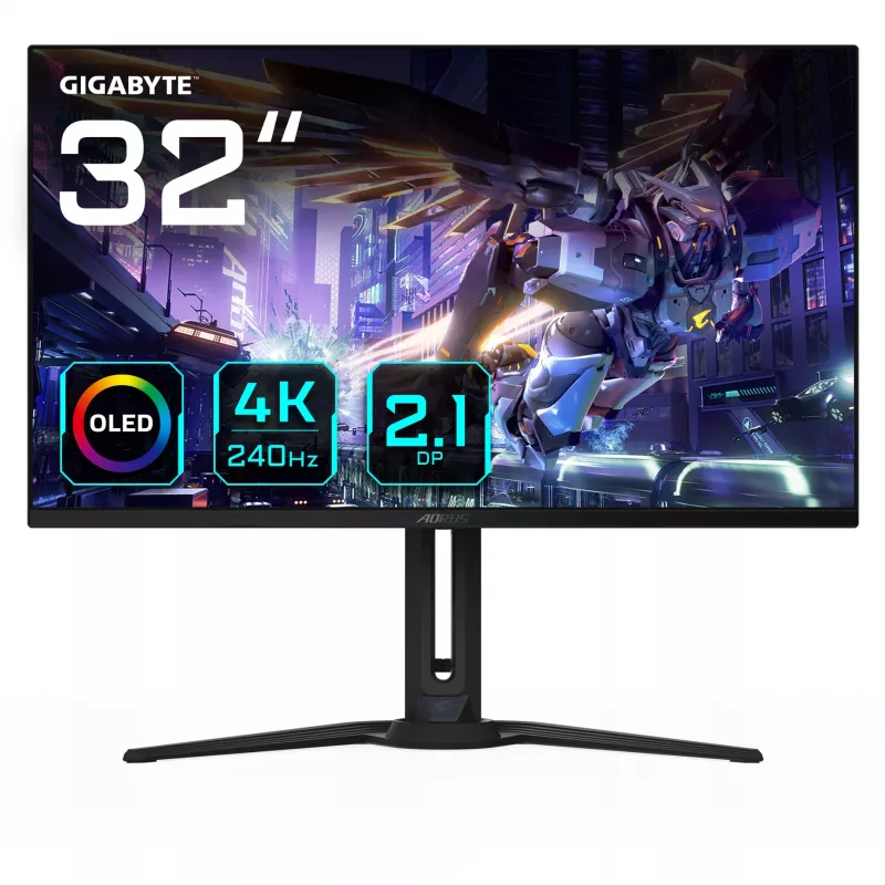 GIGABYTE AORUS FO32U2P 32 inch OLED žaidimų monitorius - 3840 x 2160 (UHD), 240 Hz, 0,03 ms, 250 cd/m², KVM, FreeSync Premium Pro, DisplayHDR True Black 400, DisplayPort 2.1