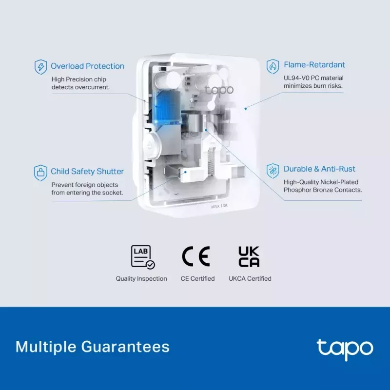 Išmanusis kištukas TP-Link Tapo Mini P110M – Wi-Fi/Bluetooth vidinis išmanusis lizdas, 16 A, 100–240 V, 3680 W, baltas