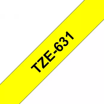 Lipnių etikečių juosta Brother TZe-631 (TZe) 12 mm x 8 m, juoda ant geltonos
