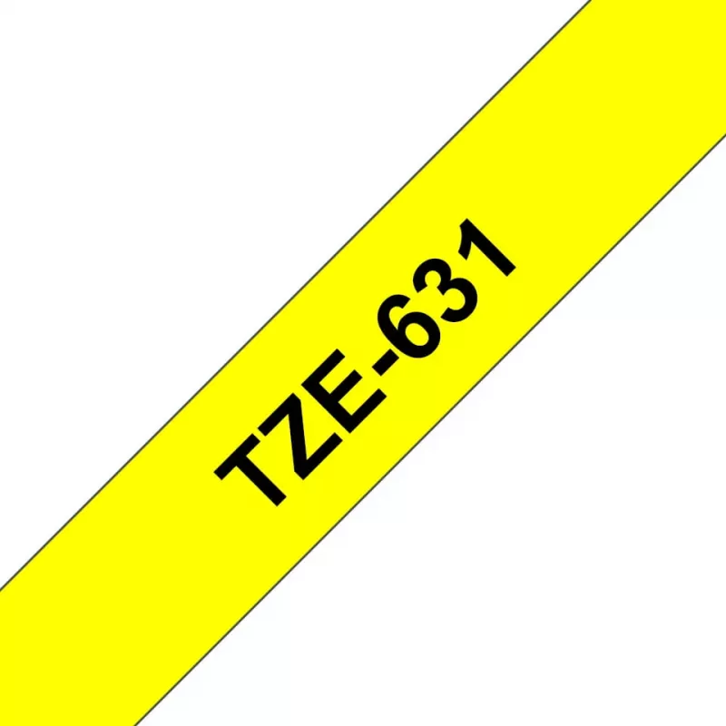 Lipnių etikečių juosta Brother TZe-631 (TZe) 12 mm x 8 m, juoda ant geltonos