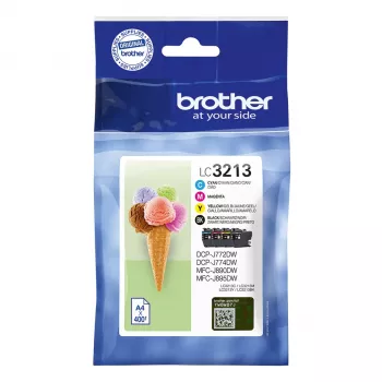 Originalus kasečių rinkinys Brother LC3213VALDR juoda, žydra, rausvai violetinė, geltona (XL)