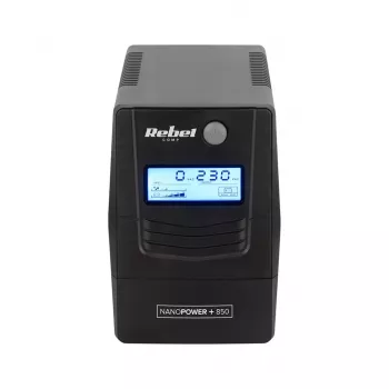 Rebel Nanopower Plus 850 UPS | Nepertraukiamo maitinimo šaltinis | Off-line | Grynoji sinusoidė | 850VA | 480W | LCD | USB
