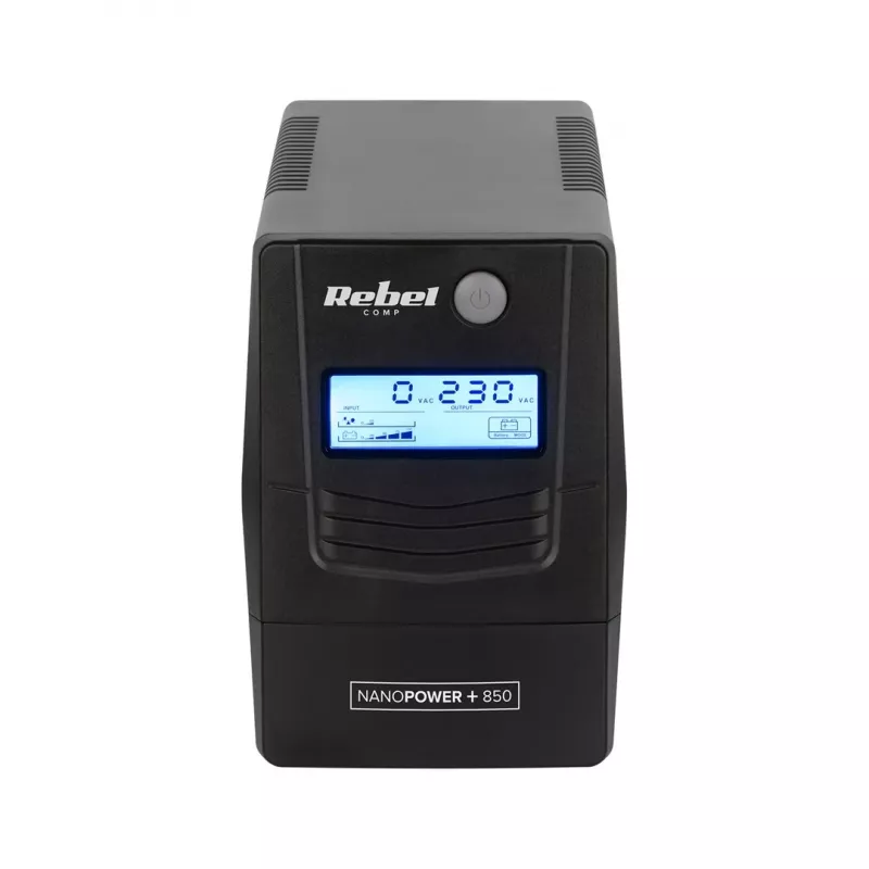 Rebel Nanopower Plus 850 UPS | Nepertraukiamo maitinimo šaltinis | Off-line | Grynoji sinusoidė | 850VA | 480W | LCD | USB