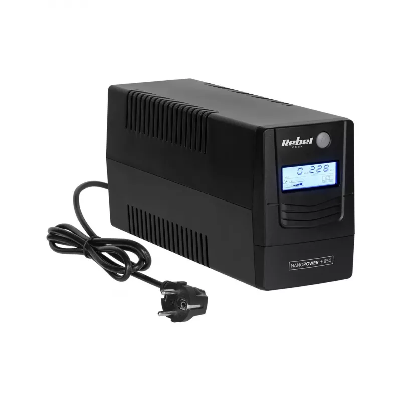 Rebel Nanopower Plus 850 UPS | Nepertraukiamo maitinimo šaltinis | Off-line | Grynoji sinusoidė | 850VA | 480W | LCD | USB