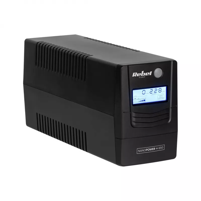 Rebel Nanopower Plus 1000 UPS | Nepertraukiamo maitinimo šaltinis | Off-line | Grynoji sinusoidė | 1000VA | 600W | LCD | USB