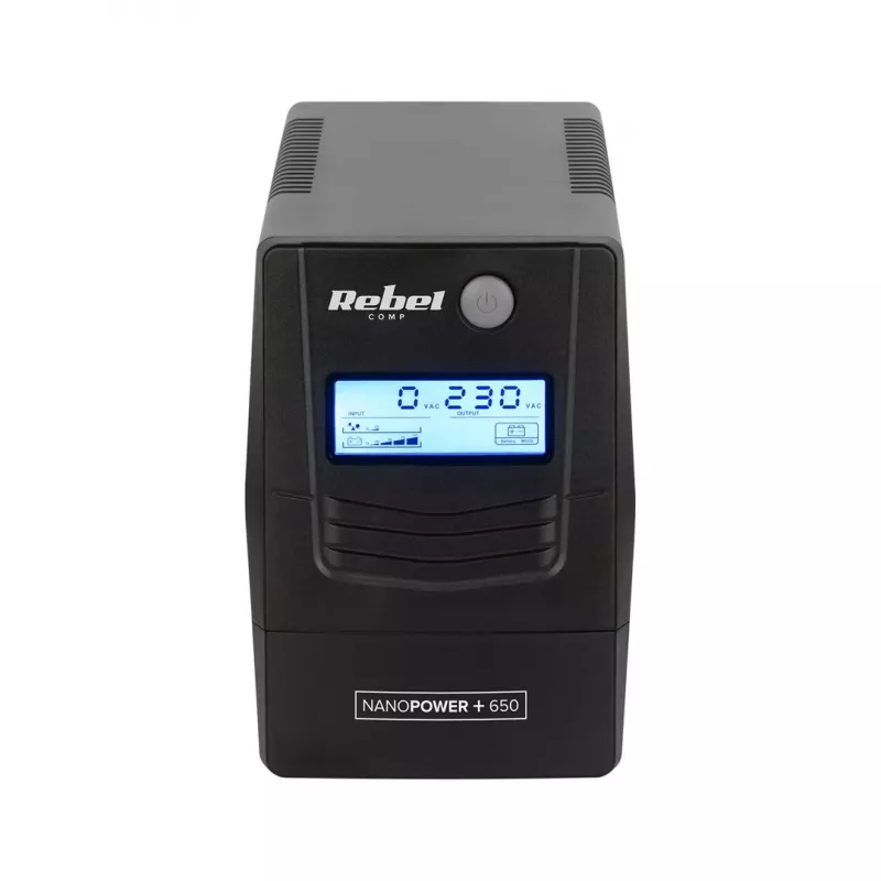 Rebel Nanopower Plus 1000 UPS | Nepertraukiamo maitinimo šaltinis | Off-line | Grynoji sinusoidė | 1000VA | 600W | LCD | USB