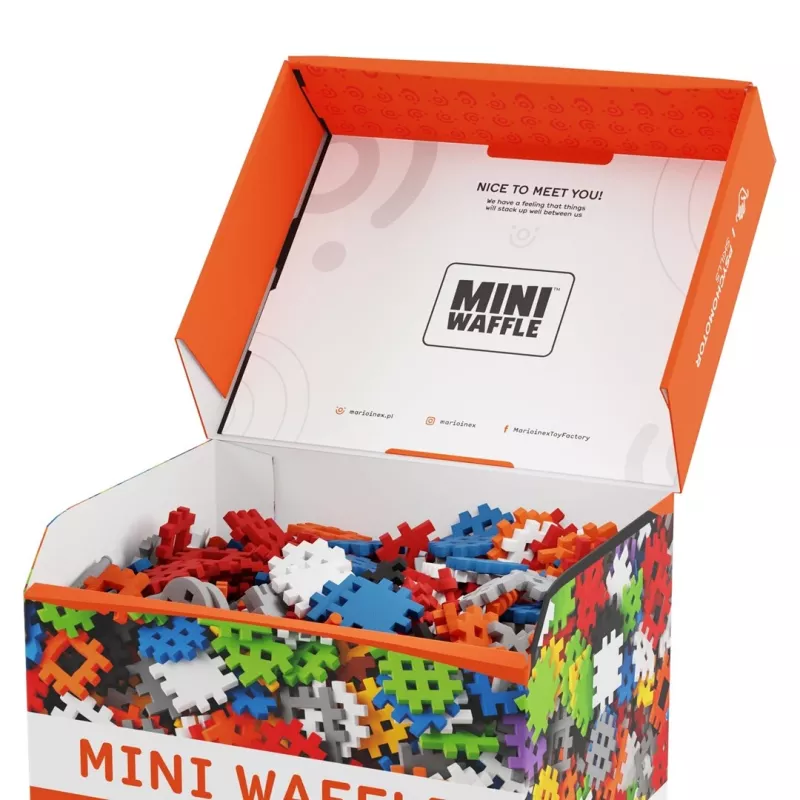 Marioinex Mini Waffle Konstruktor 500 – 500 dalių konstruktorius, skalbiamas mašinoje, įvairiaspalvis