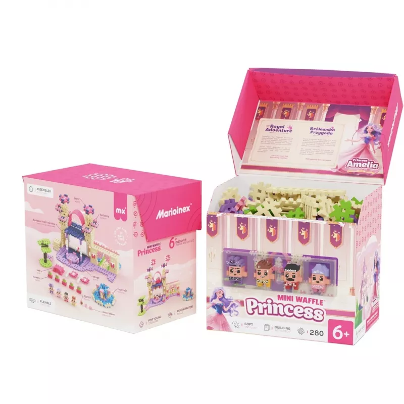 Konstruktorius Marioinex Waffle Mini Blocks Princesė – 280 dalių, įvairiaspalvis, dėžutė, nuo 6 metų