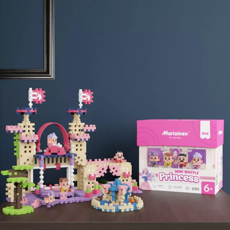 Konstruktorius Marioinex Waffle Mini Blocks Princesė – 280 dalių, įvairiaspalvis, dėžutė, nuo 6 metų