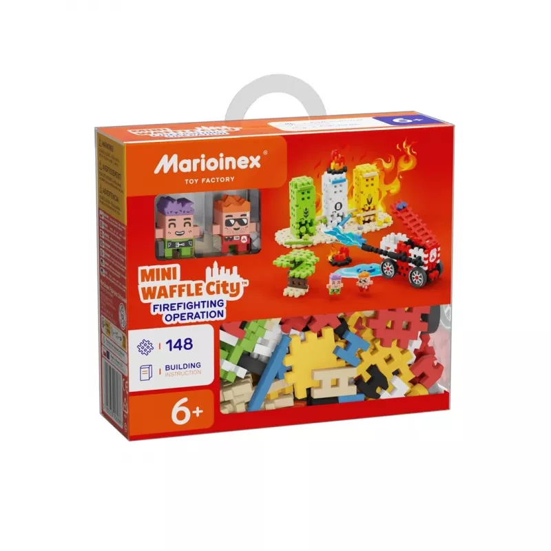 Konstruktorius Marioinex Blocks Waffle mini Priešgaisrinė operacija, 148 dalių, įvairiaspalvis, nuo 6 metų