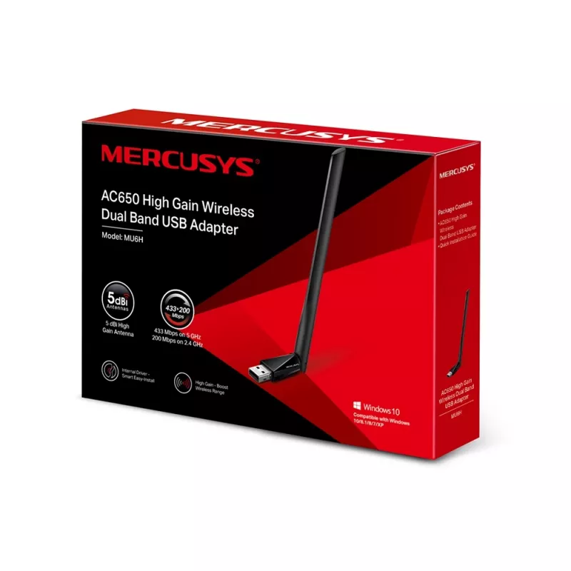 Mercusys AC650 High Gain belaidis dviejų juostų USB adapteris