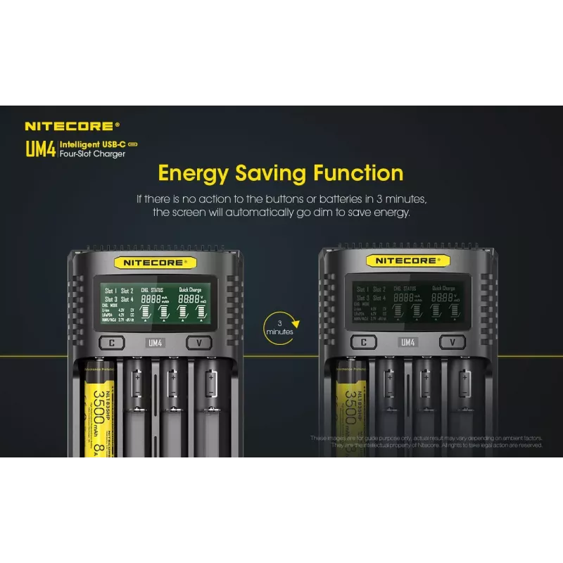 Nitecore UM4 įkroviklis buitinėms baterijoms