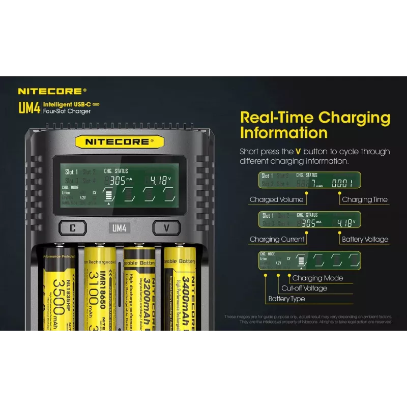 Nitecore UM4 įkroviklis buitinėms baterijoms