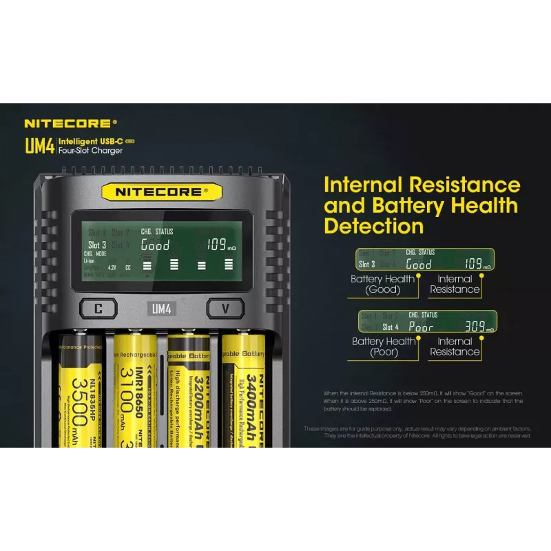Nitecore UM4 įkroviklis buitinėms baterijoms