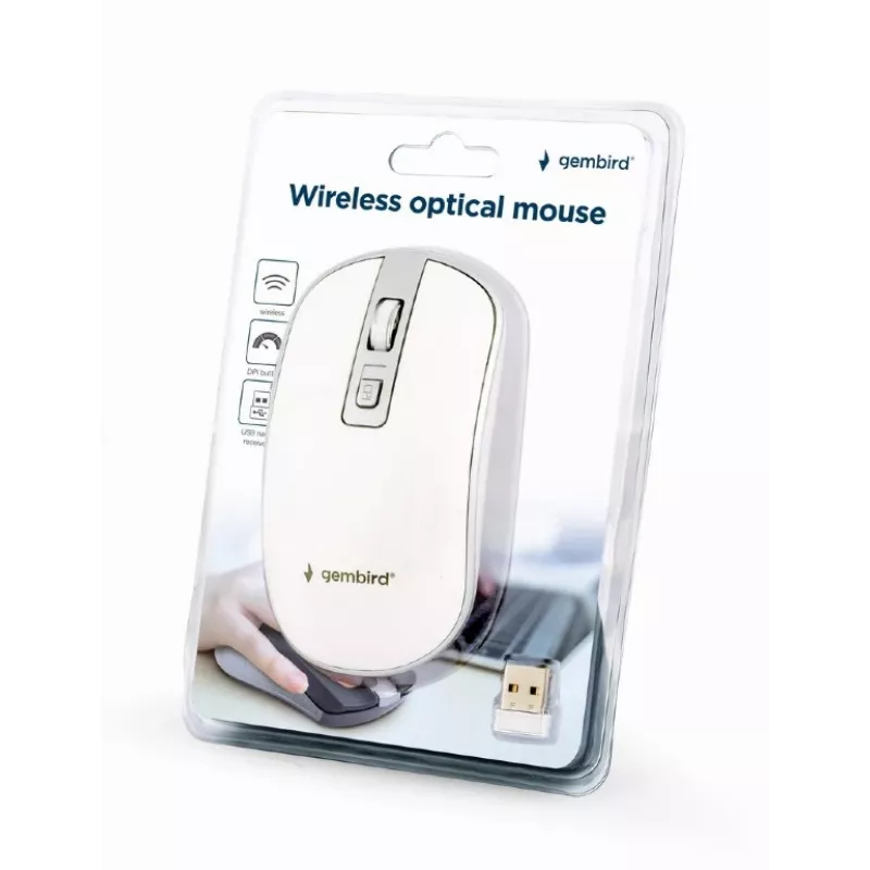 Belaidė optinė pelė USB balta/sidabrinė MUSW-4B-06-WS Gembird