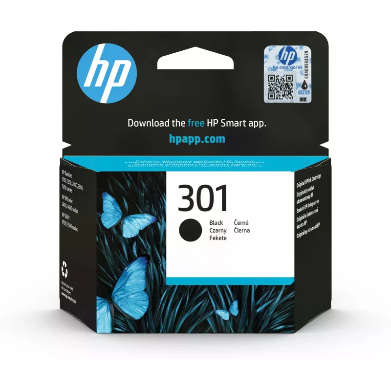 HP 301 original rašalo kasetė juoda standartinė talpa 3 ml
