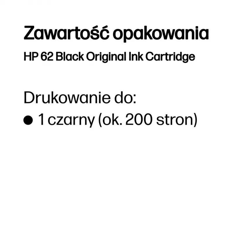 HP 62 Original juoda rašalo kasetė