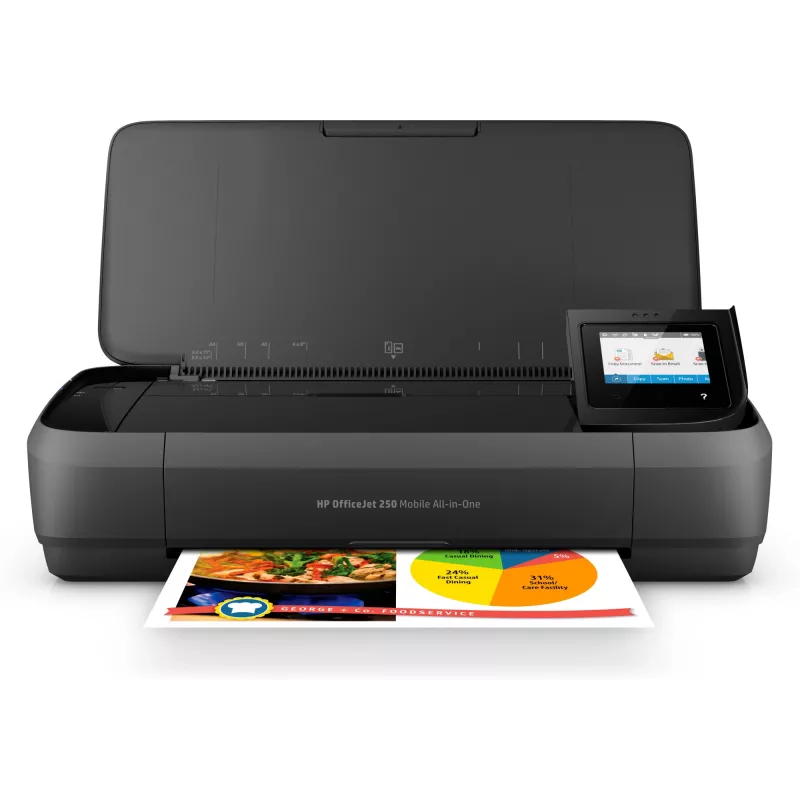 HP Officejet 250 Mobilus Viskas-viename MFP spalvotas rašalinis A4 8ppm Kopijavimas 10ppm Spausdinimas 50lapų USB Wi-Fi