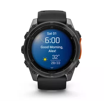 Garmin Fenix 8 3.56 cm (1.4) AMOLED 51 mm Skaitmeninis 454 x 454 pikseliai Liečiamas ekranas Titanas Wi-Fi GPS (palydovas)