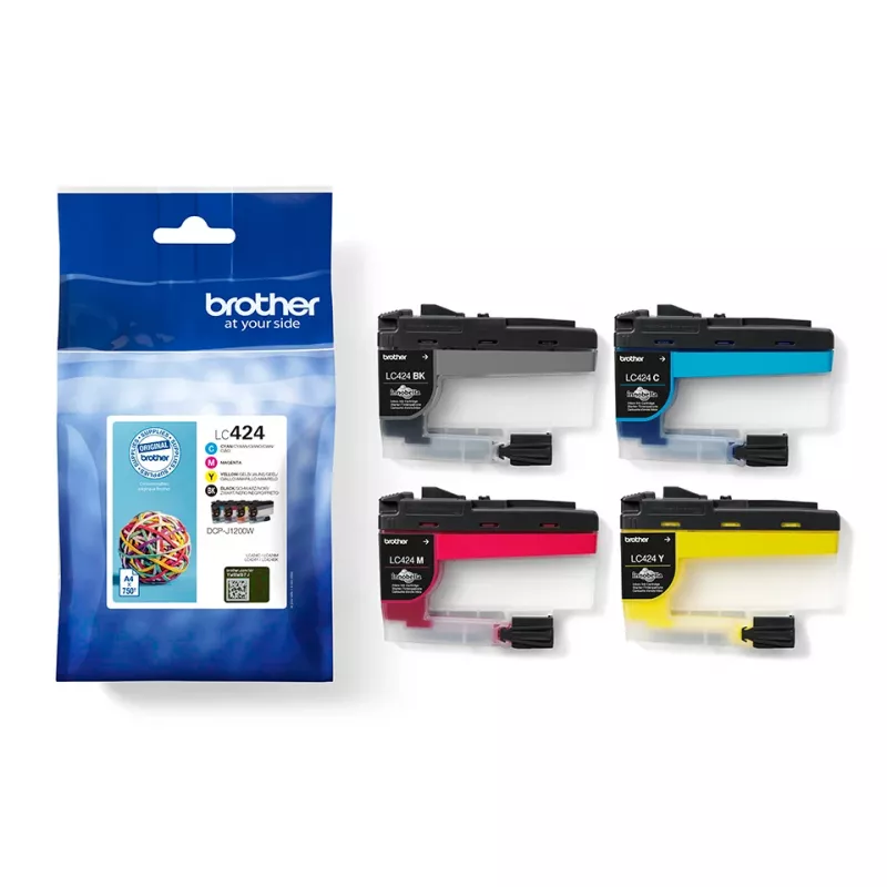 Kasetė Brother LC424VAL Multipack juoda, žydra, purpurinė, geltona