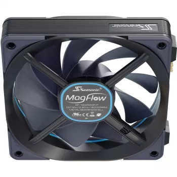 Seasonic MagFlow 1225 PWM 1 ventiliatoriaus rinkinys 120.4 x 124.2 x 26.6 mm / Fluid Dynamic Bearing / 63.33 CFM / 33.78 dBa / 2200 RPM / Magnetiniai kabeliai lengvam montavimui (MAGFLOW-1)