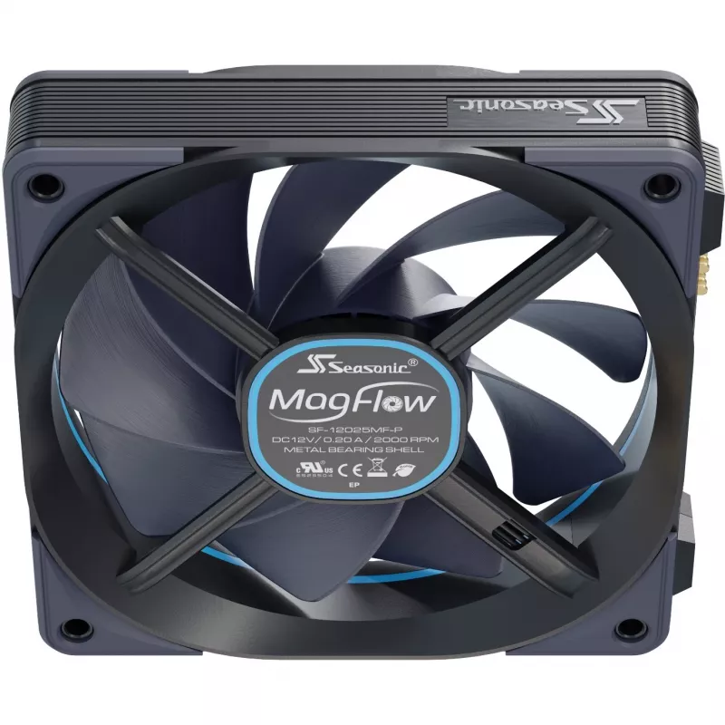 Seasonic MagFlow 1225 PWM 1 ventiliatoriaus rinkinys 120.4 x 124.2 x 26.6 mm / Fluid Dynamic Bearing / 63.33 CFM / 33.78 dBa / 2200 RPM / Magnetiniai kabeliai lengvam montavimui (MAGFLOW-1)
