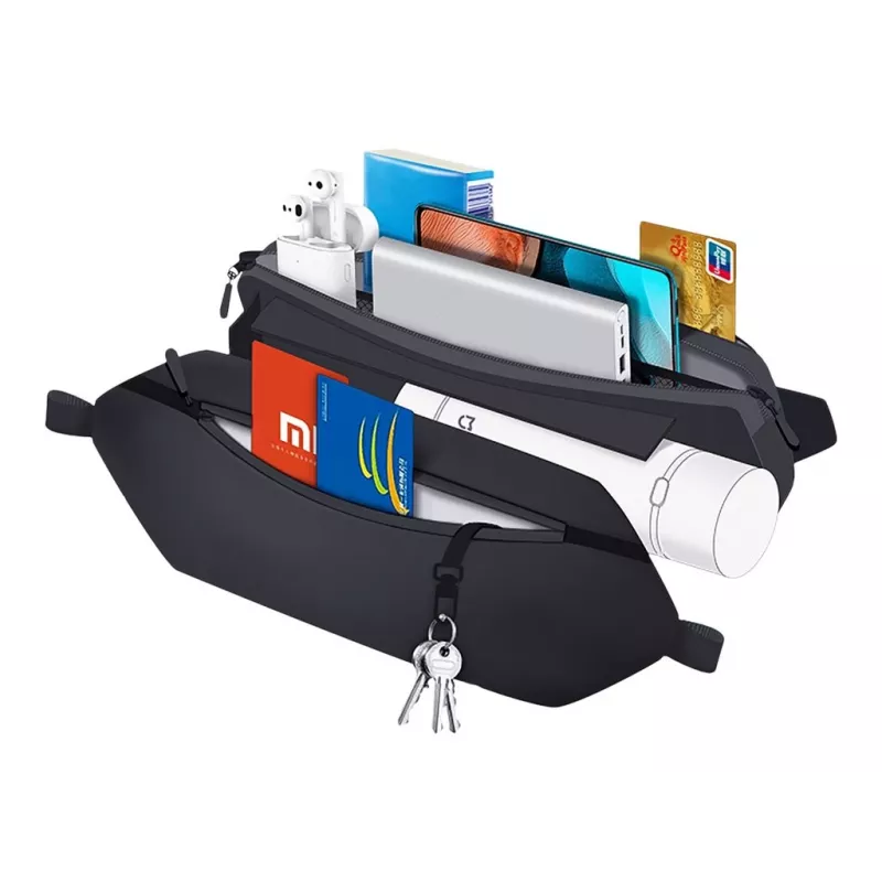 Juosmeninė kuprinė Xiaomi Sports dirbtinės odos ir audinio derinys, juoda, 2,25 l, unisex