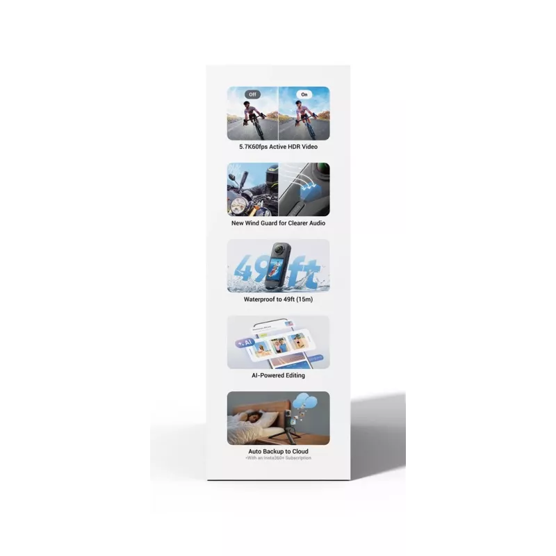 Insta360 X5 rinkinys veiksmo sporto kamera 72 MP 8K Ultra HD 360°