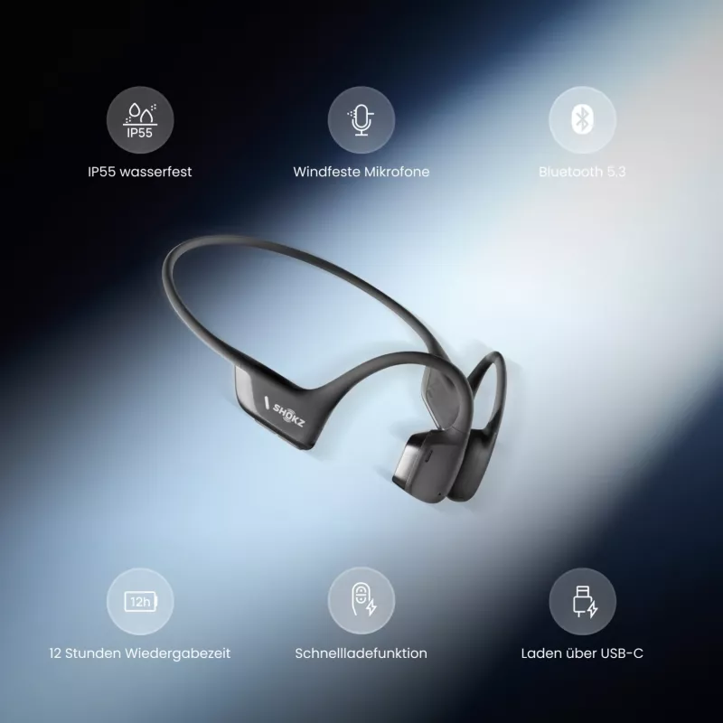 SHOKZ OpenRun Pro 2 Mini ausinės belaidės užkabinamos sportinės Bluetooth juodos