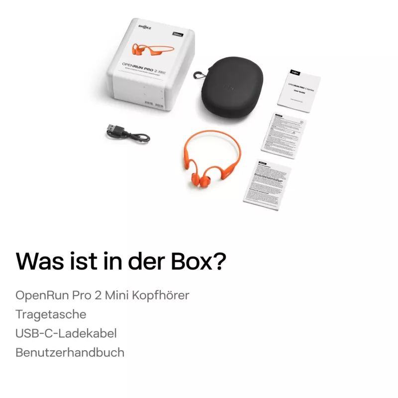 SHOKZ OpenRun Pro 2 Mini Ausinės Belaidės Ausų Kabliukai Sportinės Bluetooth Oranžinė