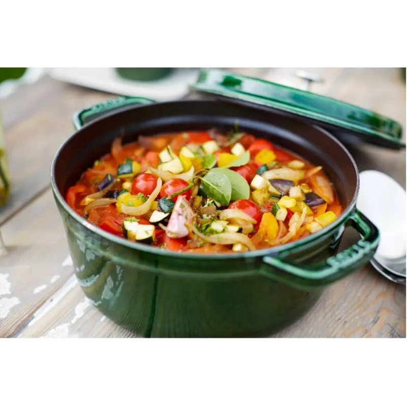 Staub La Cocotte ketaus puodas, apvalus, 26 cm, 4,6 l, bazilikų žalios spalvos