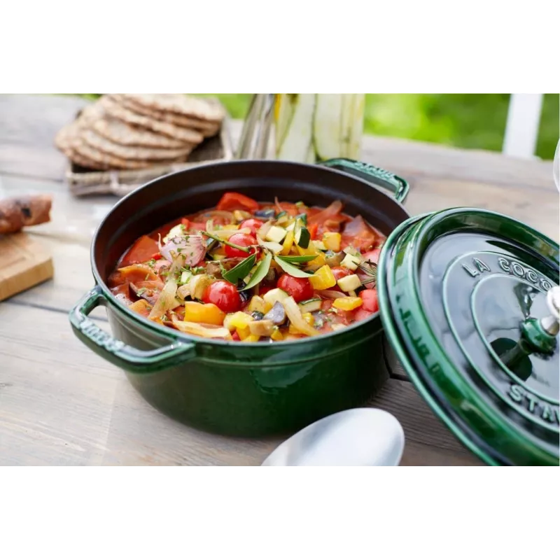 Staub La Cocotte ketaus puodas, apvalus, 26 cm, 4,6 l, bazilikų žalios spalvos
