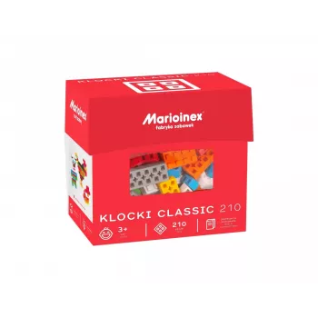 Konstrukcinių blokelių rinkinys Marioinex Blocks Classic 210 vnt., suderinami tarpusavyje jungiami blokeliai, įvairių spalvų
