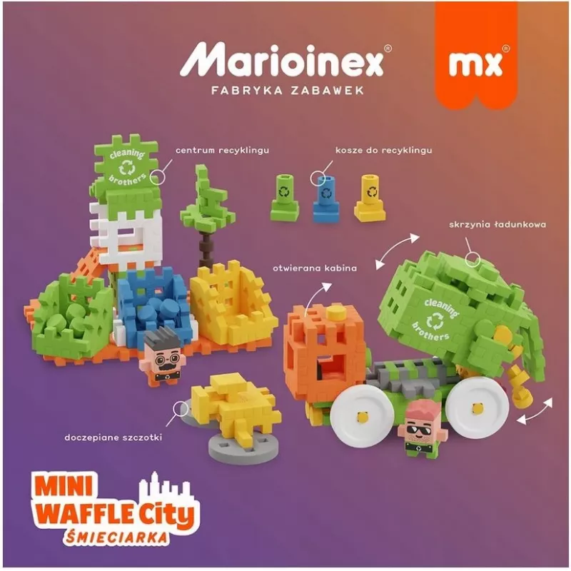 Marioinex Mini Waffle City šiukšliavežė, statybinės kaladėlės, 148 dalys (903131)