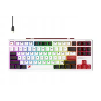 Havit KB902L žaidimų klaviatūra 80% laidinė USB QWERTY 88 klavišų RGB LED