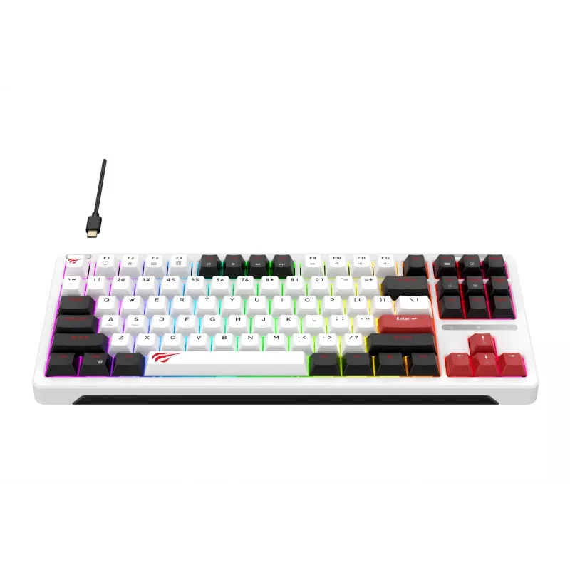 Havit KB902L žaidimų klaviatūra 80% laidinė USB QWERTY 88 klavišų RGB LED